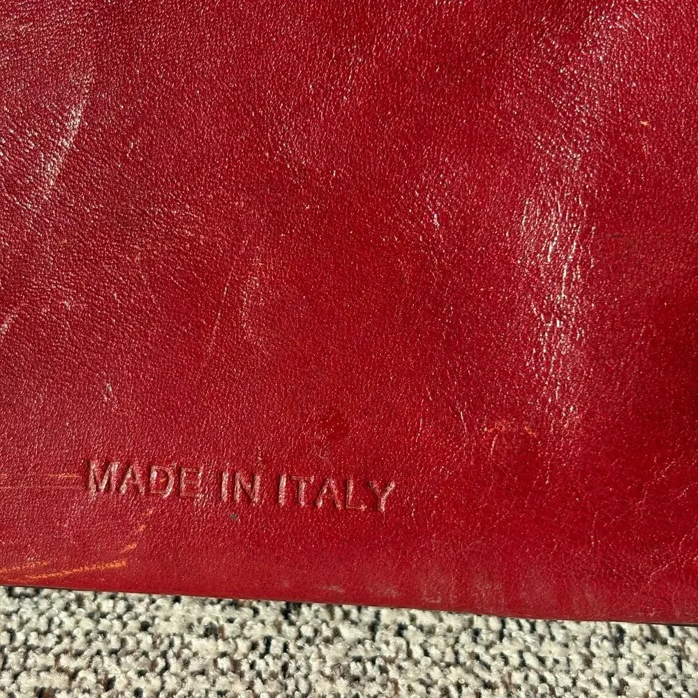 Structured Red Leather Top-Handle Shoulder Bag